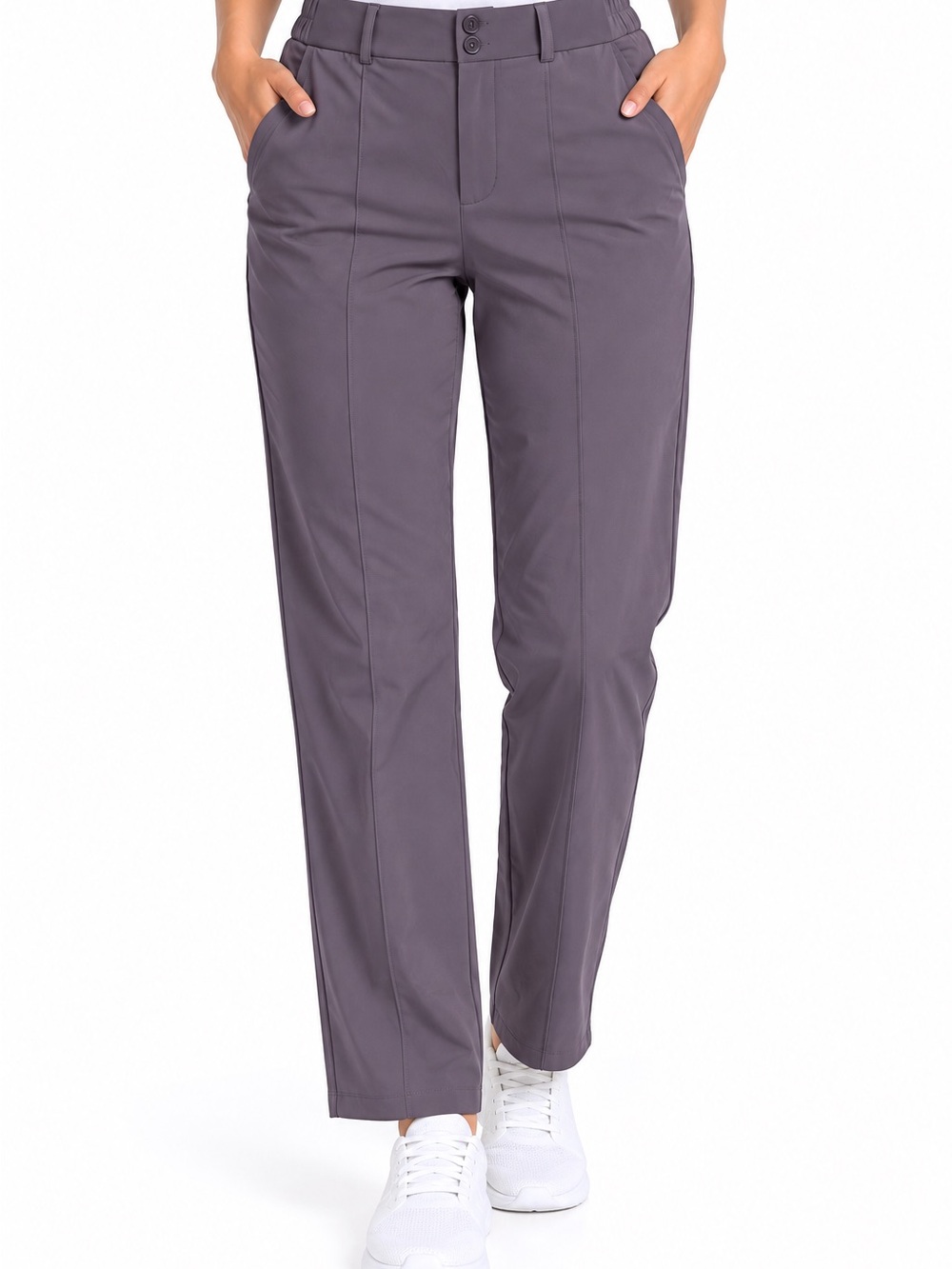 women’s gray straight leg pants size medium 38” long
